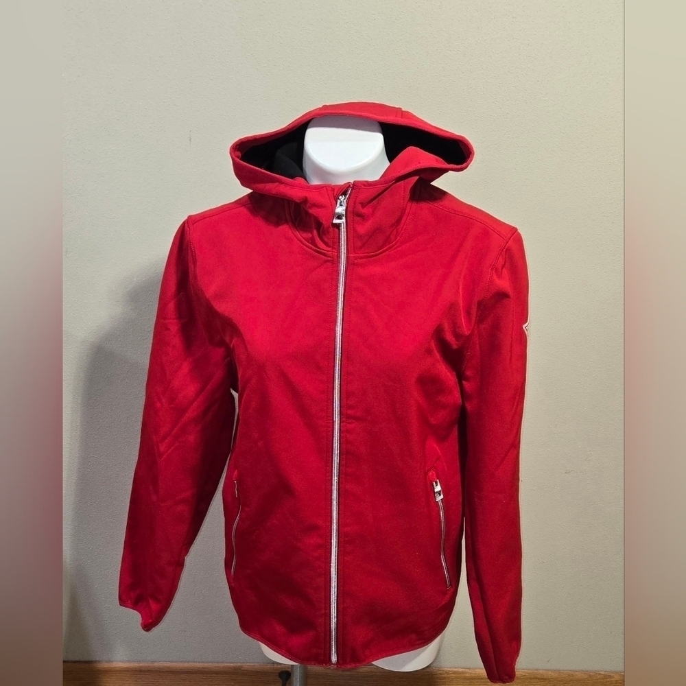 GUESS LONG SLEEVE SOFTSHELL RED JACKET SIZE MEDIUM HOODED
